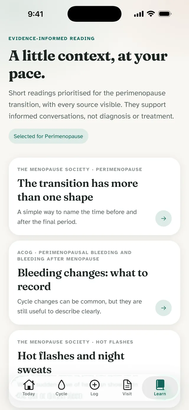 Menolora app screen: Every source, visible