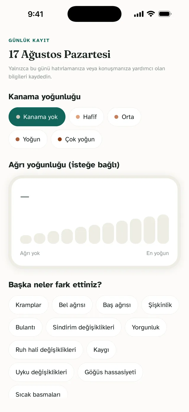 Menolora uygulama ekranı: Bir günü bağlamıyla görün